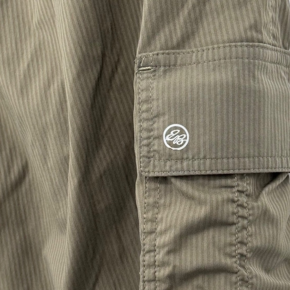 Eddie Bauer Cargo Joggers Womens Large Olive Green Pinstripe Lightweight Hiking - Picture 6 of 9